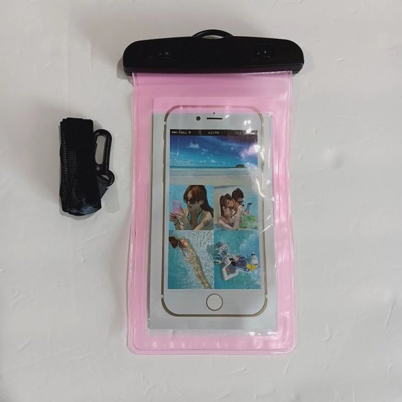 Unbranded Other - New Waterproof Phone Pouch with Lanyard Size 7x4 in Pink Color Non-toxic PVC/ABS